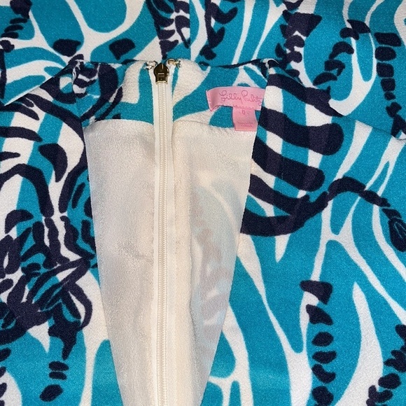 Lilly Pulitzer Devina Dress in Bright Blue I'm Game Small Zebra Print Size 0 - Picture 2 of 2